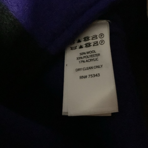 Max Studio Wool Blend Colorblock Coat in Purple, Green, and Black - Picture 4 of 4